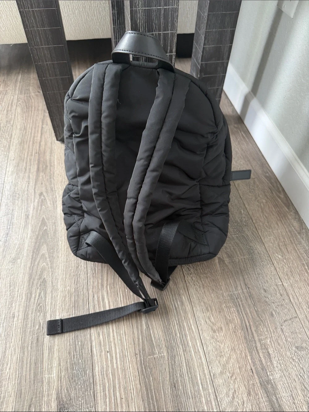 Marc Jacobs Black Quilted Mini Backpack with Gold Plaque